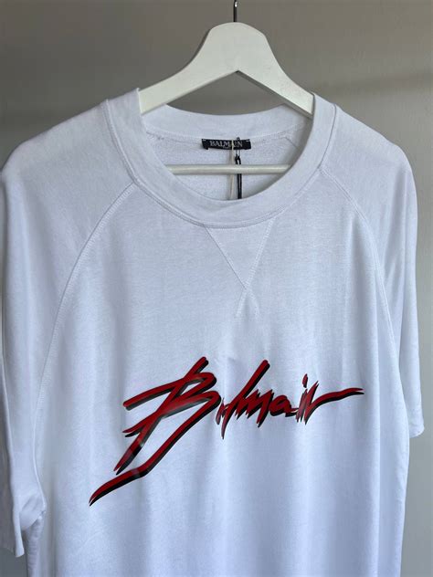 Balmain Balmain Signature Logo Print Crewneck T Shirt Grailed