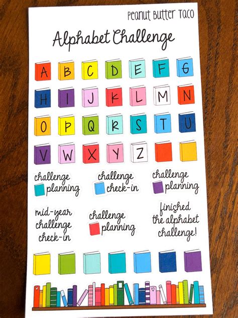 Alphabet Reading Challenge Planner Stickers Abc Reading Planner