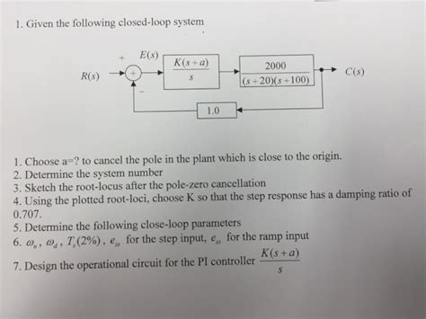 Solved Given The Following Closed Loop System Choose A To Chegg