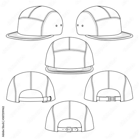 Blank 5 panel hat fashion template set mockup Stock Vector | Adobe Stock