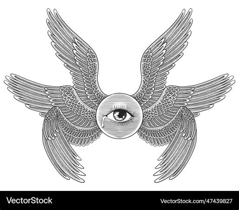 Seraphim Six Winged Angel Vintage Engraving Vector Image