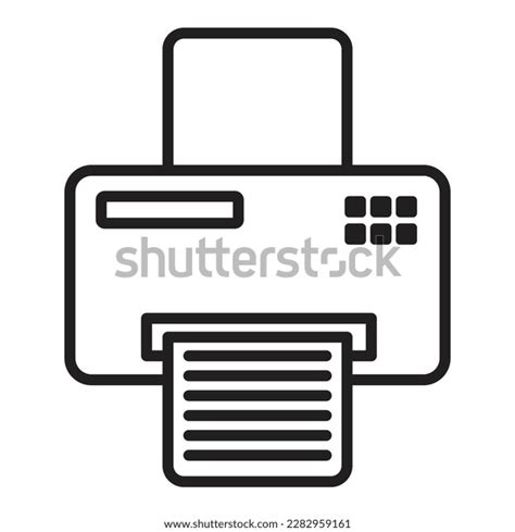 Print Icon Black White Outlined Printer Stock Vector (Royalty Free ...