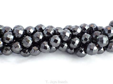 T. Jays Beads - Faceted Hematite Beads - 64 Facets - 8mm