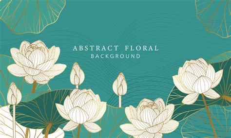 Luxury Gold Lotus Backgrounds Line Art Vector Art At Vecteezy