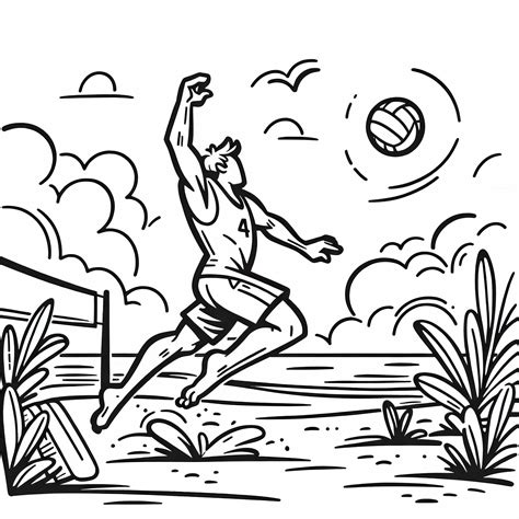 Jugador de voleibol de playa saltando en la arena - Imagen para