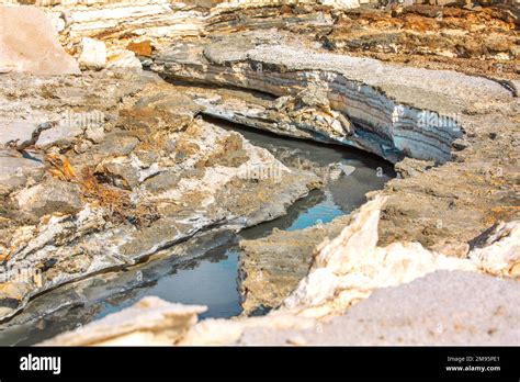 Close Up Of Dead Sea Salt Mineral Natural Formation Crystal Layers In