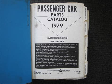 Original Mopar Passenger Car Parts Catalogue Dodge Plymouth