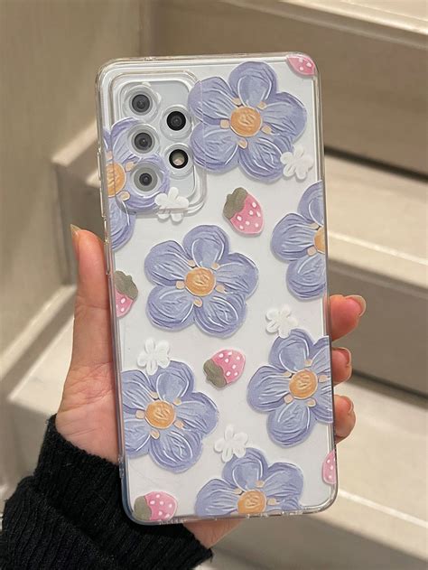 Capa De Telefone Transparente Floral Compat Vel Iphone Plus