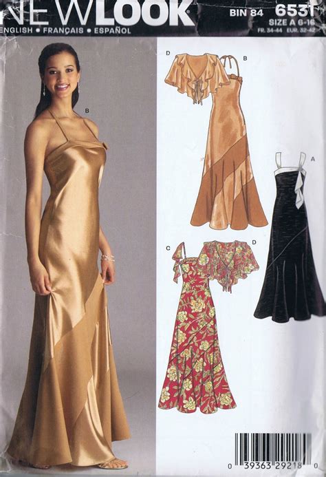 Long Evening Slip Dress Sewing Pattern New Look Sz Bust