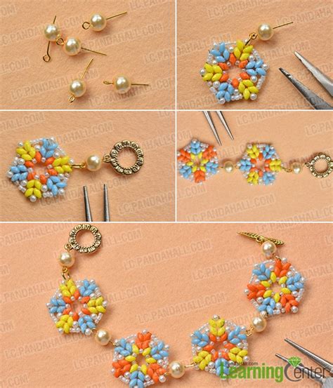 Pandahall Tutorial On How To Make A 2 Hole Seed Bead Flower Bracelet