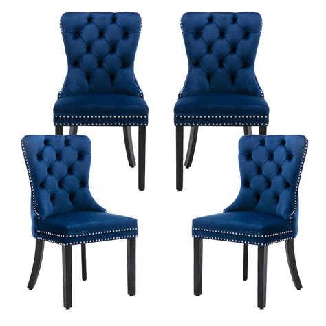 Velvet Dining Chairs Set Of 4 Upholstered High End Tufted Dining Room