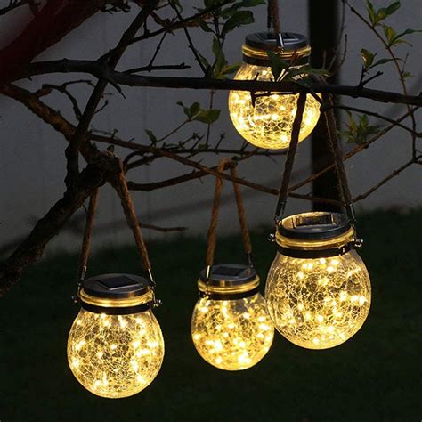 Solar Glass Jar Tabletop Hang Light