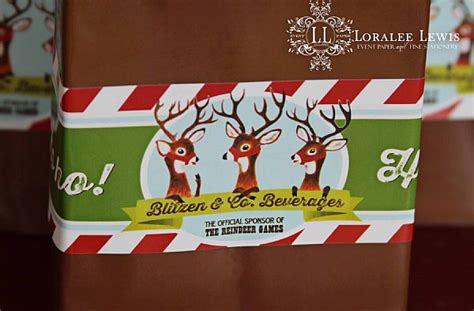 Retro Reindeer Bottle Labels