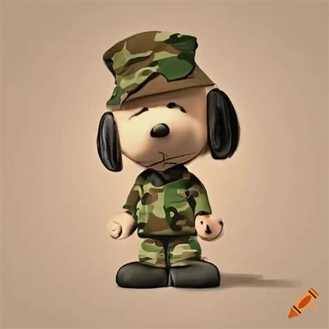 Snoopy Wearing Camouflage Military Uniform On Craiyon