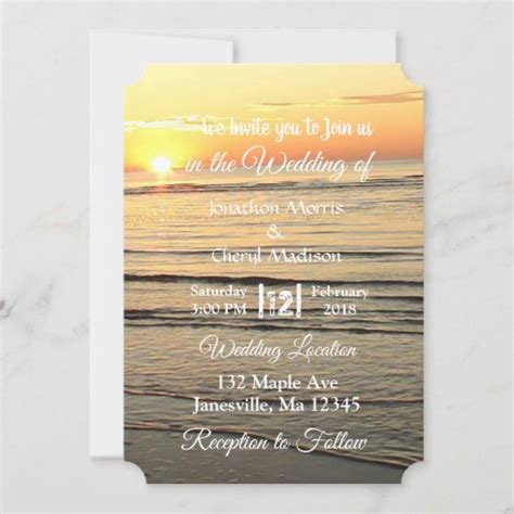 Ocean Waves Sunset Wedding Invitations Zazzle