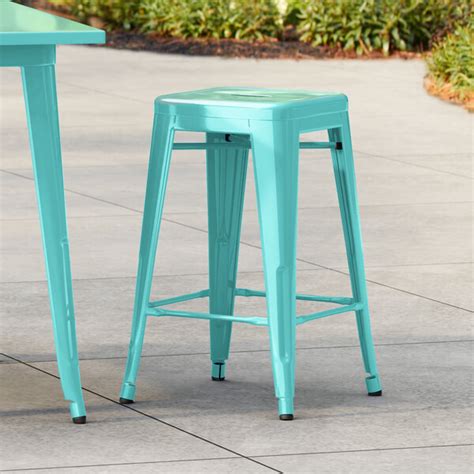 Lancaster Table And Seating Alloy Series Aquamarine Outdoor Backless