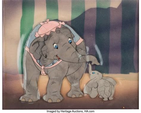 Dumbo Mrs Jumbo And Dumbo Courvoisier Production Cel Setup With Custom