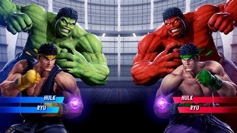 Green Hulk Ryu Vs Red Hulk Ryu Very Hard Marvel Vs Capcom K