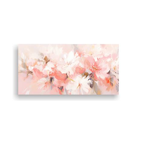 Ripley Cuadro Forma Bonito Pintura De Flores Blancas Y Rosas En Lienzo 120x60cm