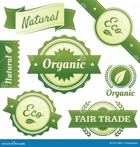 Stylish Labels For Naturalorganicecofair Trade Stock Vector