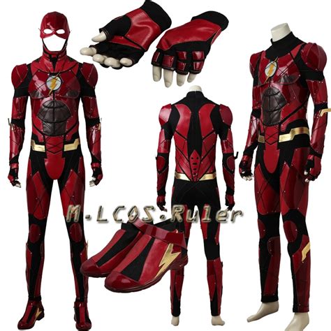 The Flash From Justice League Flash Cosplay Costume Deluxe Outfit Halloween Custom Made Full Set