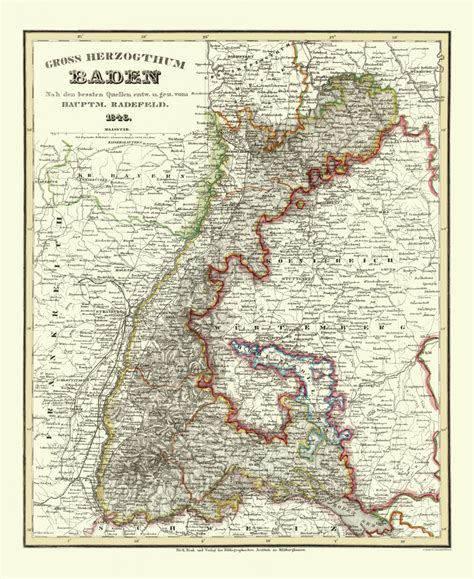 Old International Maps Baden Wurttemberg Germany By Bibliographischen