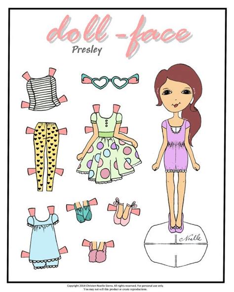 Doll-face printable paper dolls/art print, hand drawn, fashion, girls…