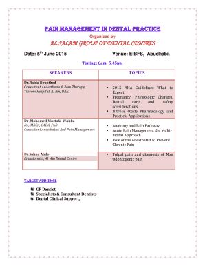 Fillable Online Pain Management In Dental Practice Al Salam Group Of