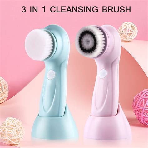 3 in 1 Rechargeable Electric Facial Cleansing Brush Set Face Waterproof ...