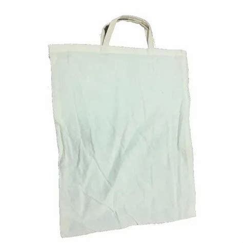 Loop Handle White Plain Cotton Shopping Carry Bag Capacity 5kg Size