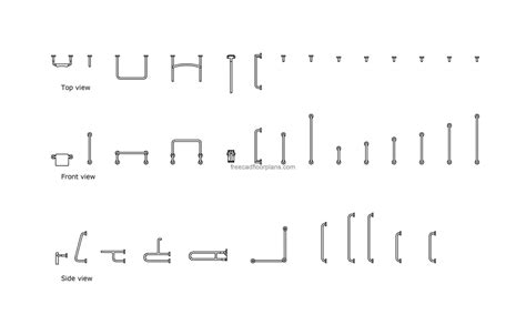 Grab Bars Plan Elevations Free Cad Drawings