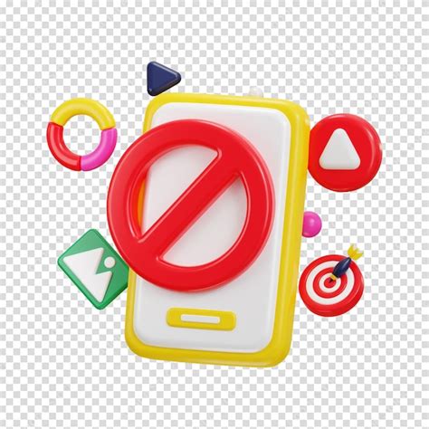 Premium Psd Media Banned Blocked Icon With Mobile Phone With Social