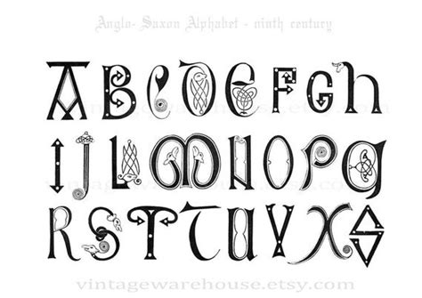 Antique Anglosaxon Abc Alphabet Ninth Century By Vintagewarehouse