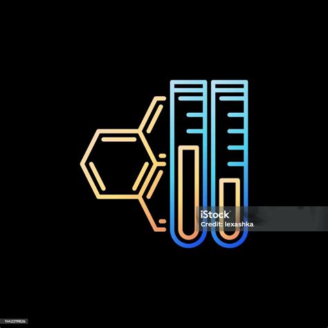 Two Test Tubes And Chemical Compound Vector Biomedicine Colorful Line Icon Stock Illustration