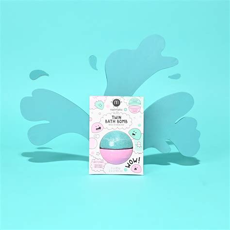 Splittable Twin Bath Bomb for children: pink + lagoon