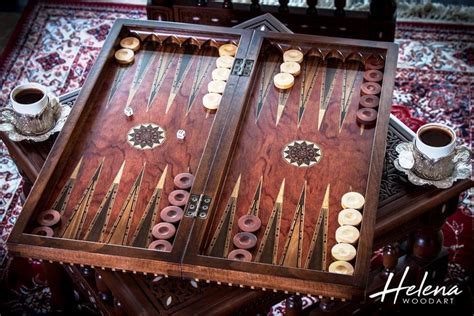 Handmade Elegant Backgammon Set Helena Wood Art Wooden Backgammon