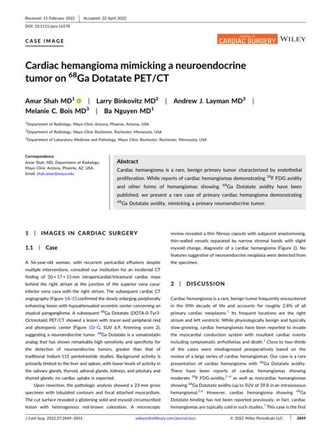 Cardiac Hemangioma Mimicking A Neuroendocrine Tumor On 68 Ga Dotatate