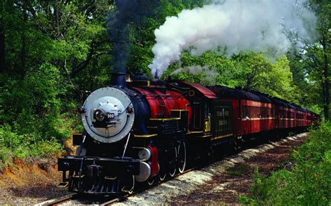 Red And Black Train Train Vintage Steam Locomotive Trees HD