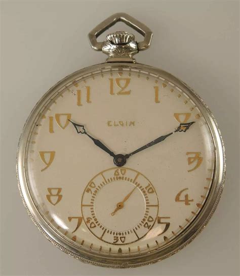 Art Deco Style Pocket Watch By Elgin Circa 1925 In Antique Pocket Watches