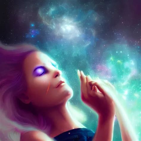 Close Up Portrait Of Beautiful Alien Space Goddess Stable Diffusion