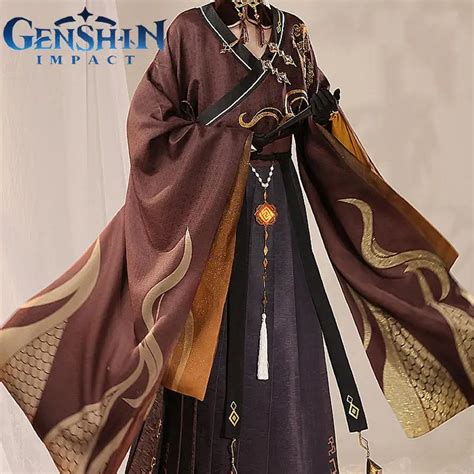 Game Genshin Impact Zhongli Cosplay Costumes Hanfu Clothes Cosplay