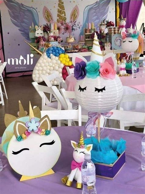 Los más lindos centros de mesa de Unicornios Tarjetas Imprimibles