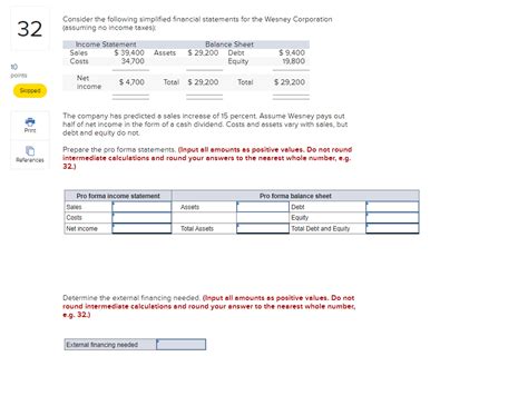 Solved 32 Consider The Following Simplified Financial Chegg