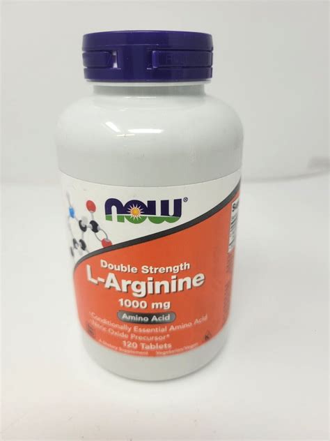 NOW FOODS L Arginine Double Strength 1000 Mg 120 Tablets Exp 10