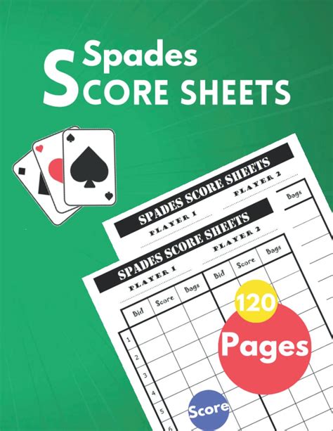 Spades Score Sheets 120 Score Pads For Scorekeeping Spades Score