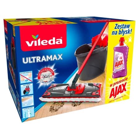 Vileda UltraMax Mop z wiaderkiem i Ajax Płyn uniwersalny 1 l promocja