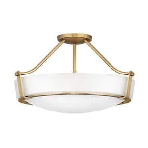 HINKLEY Hathaway 16 In 3 Light Heritage Brass Semi Flush Mount 3220HB