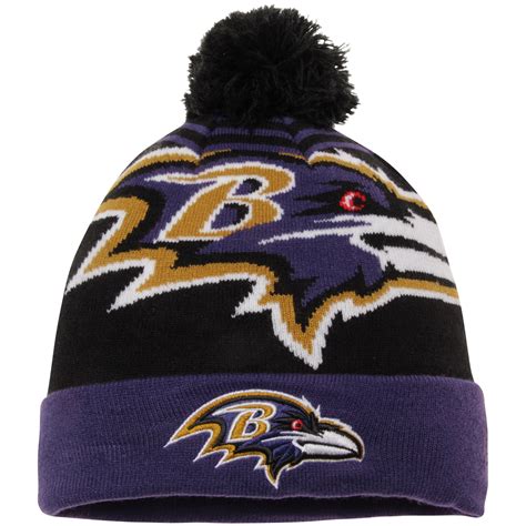 Baltimore Ravens New Era Logo Whiz 2 Cuffed Knit Hat With Pom Black