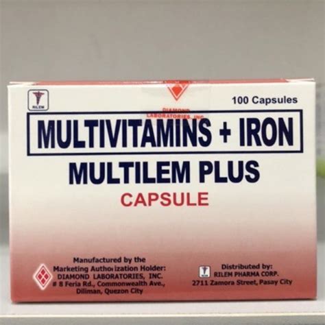 Multilem Plus 100 Capsules Multivitamins Iron Shopee Philippines