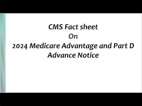 CMS Fact Sheet On 2024 Medicare Advantage And Part D Advance Notice